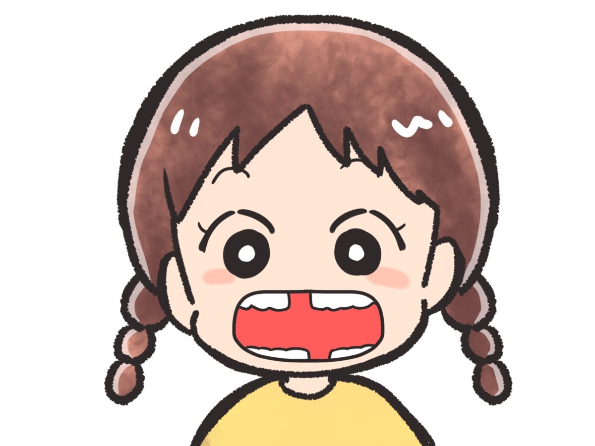 前歯の間に隙間がある女の子のイラスト