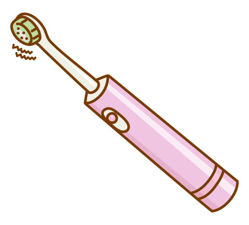 丸いブラシヘッドの電動歯ブラシのイラスト
