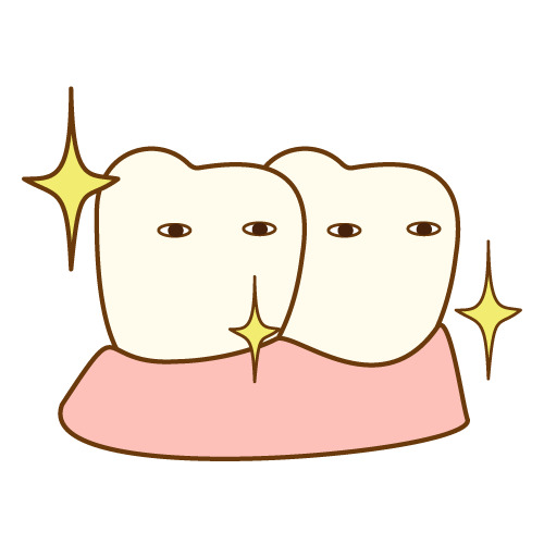 きれいになって輝く2本の歯のキャラクター