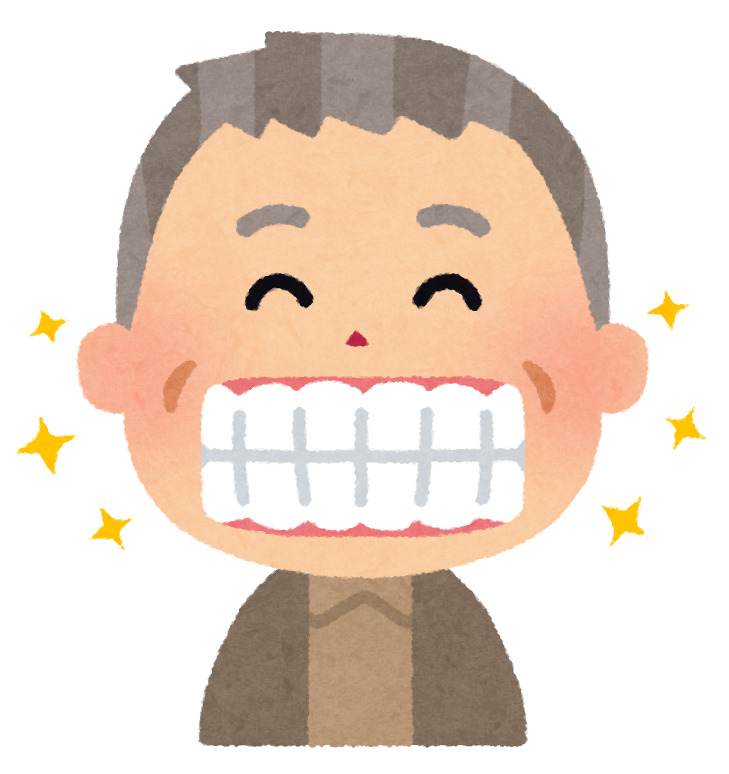 歯を見せて笑う高齢男性のイラスト