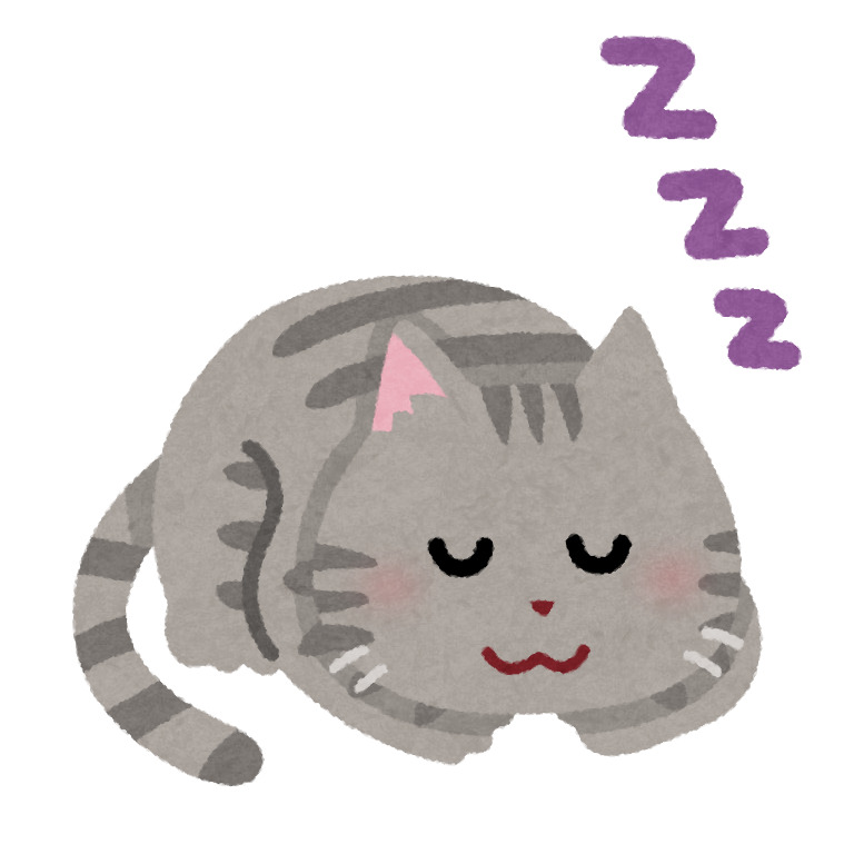 丸くなって眠る猫のイラスト