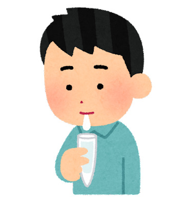 ペットボトルから水を飲む人のイラスト