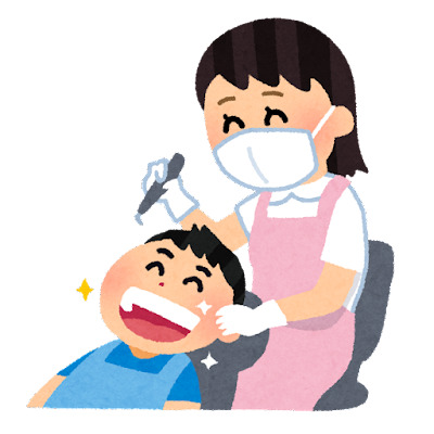 歯科で口の中を診てもらう子どものイラスト