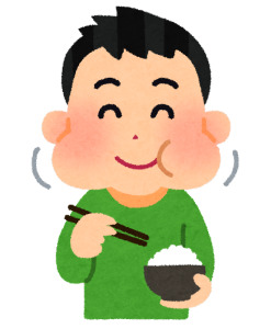 ご飯を口に入れて噛む人のイラスト
